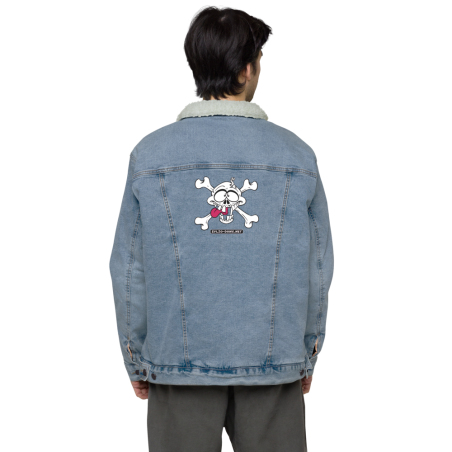 Pirate - Unisex denim humor sherpa jacket